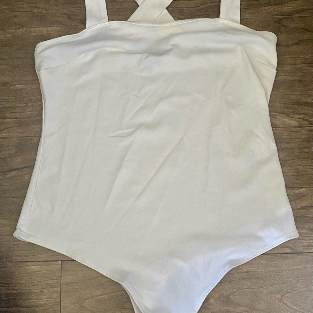 Dynamite White Bodysuit Criss cross